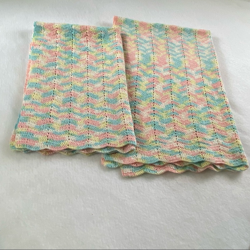 Baby blankets handmade pastel crochet 2 blankets/ throws great for baby & doll